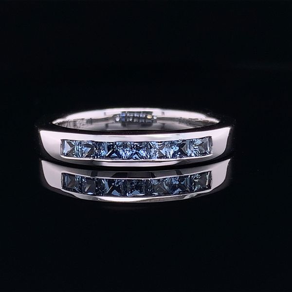 Princess Cut Yogo Sapphire Channel Set Band Geralds Jewelry Oak Harbor, WA
