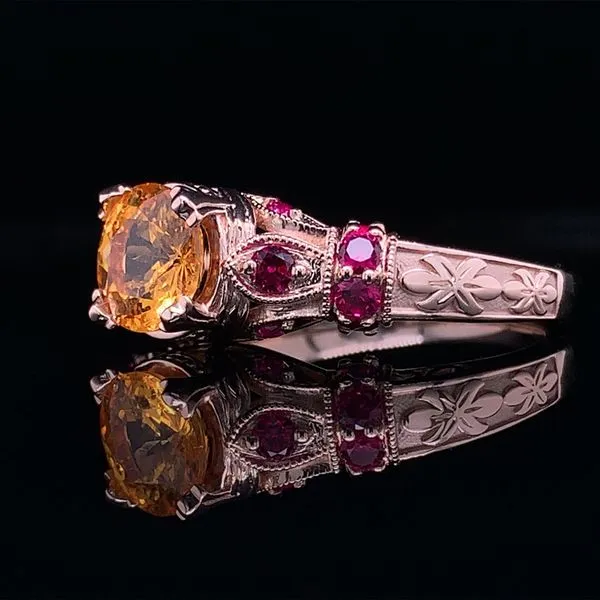 Custom Natural Spessartite Garnet And Ruby Ring Image 2 Geralds Jewelry Oak Harbor, WA