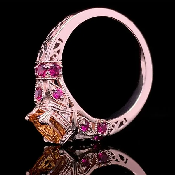 Custom Natural Spessartite Garnet And Ruby Ring Image 3 Geralds Jewelry Oak Harbor, WA