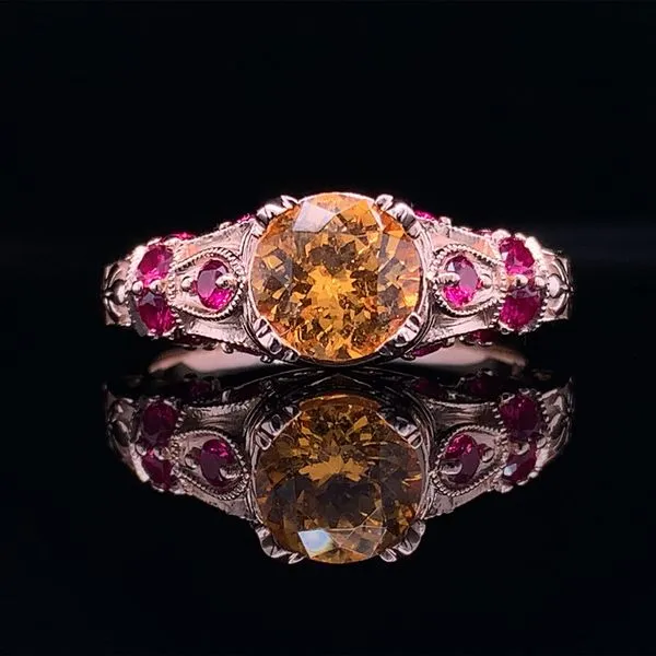 Custom Natural Spessartite Garnet And Ruby Ring Geralds Jewelry Oak Harbor, WA