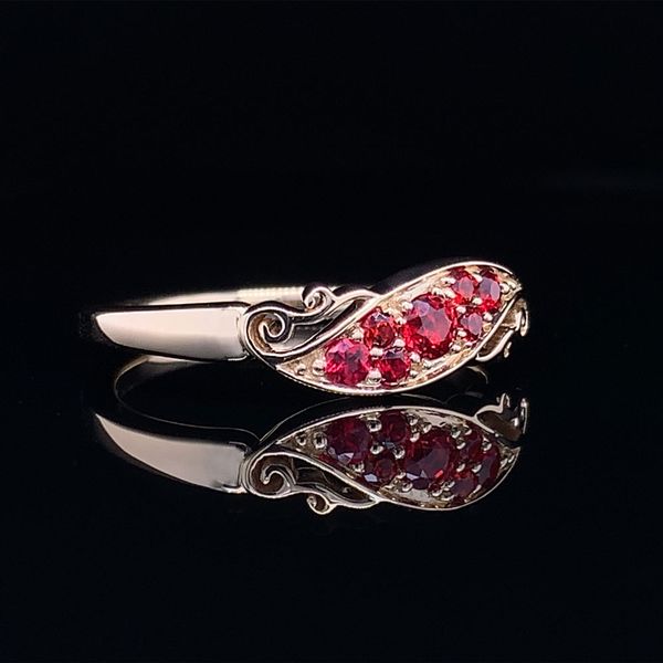 Custom Fire Ruby Bypass Ring With Scrolling Accents Image 2 Geralds Jewelry Oak Harbor, WA