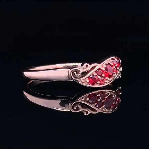 Custom Fire Ruby Bypass Ring With Scrolling Accents Image 2 Geralds Jewelry Oak Harbor, WA