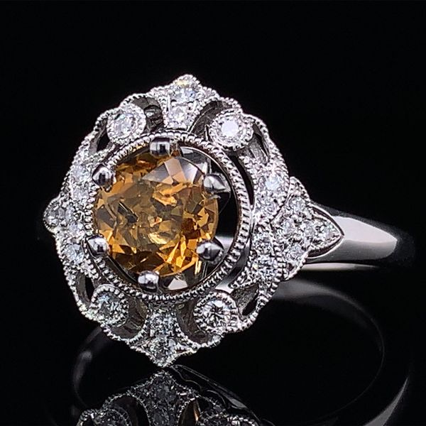 Vintage Style Citrine and Diamond Ring Image 2 Geralds Jewelry Oak Harbor, WA