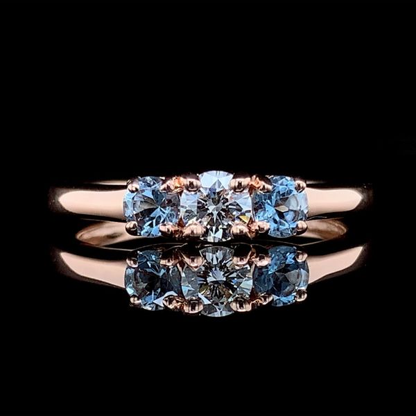 Diamond And Aquamarine Three Stone Ring Geralds Jewelry Oak Harbor, WA