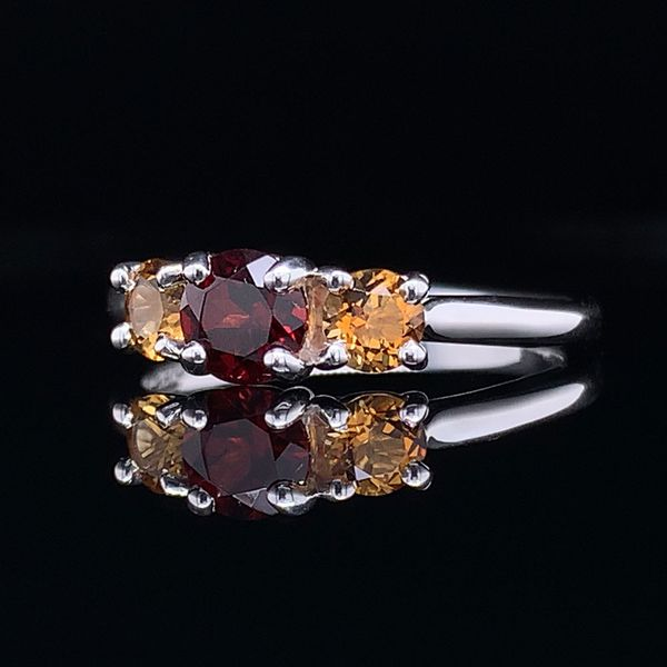 Garnet and Citrine 3 Stone Ring Image 2 Geralds Jewelry Oak Harbor, WA