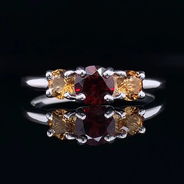 Garnet and Citrine 3 Stone Ring Geralds Jewelry Oak Harbor, WA