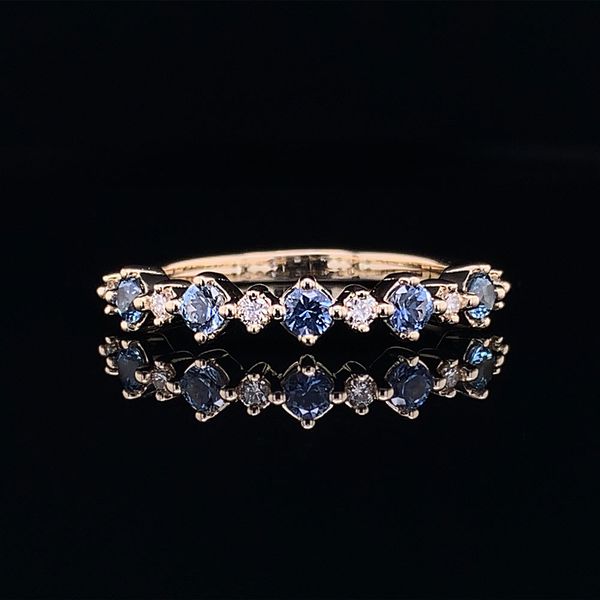 Alternating Yogo Sapphire And Diamond Eleven Stone Ring Geralds Jewelry Oak Harbor, WA