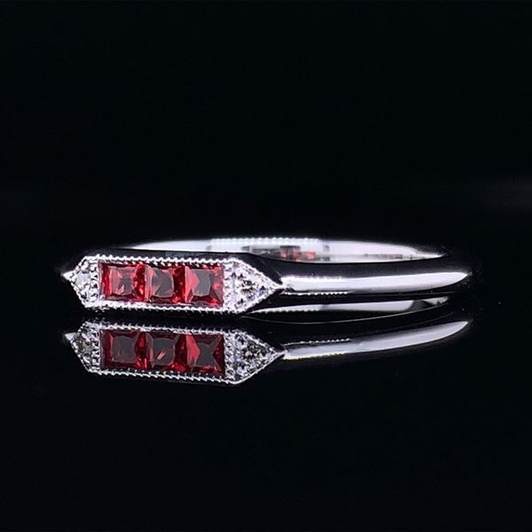 Custom Fire Ruby Stackable Ring With Diamond Accents Image 2 Geralds Jewelry Oak Harbor, WA