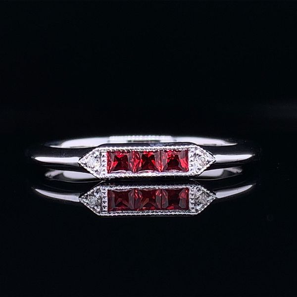 Custom Fire Ruby Stackable Ring With Diamond Accents Geralds Jewelry Oak Harbor, WA