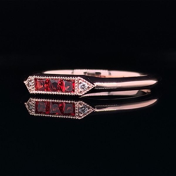 Custom Fire Ruby Stackable Ring With Diamond Accents Image 2 Geralds Jewelry Oak Harbor, WA