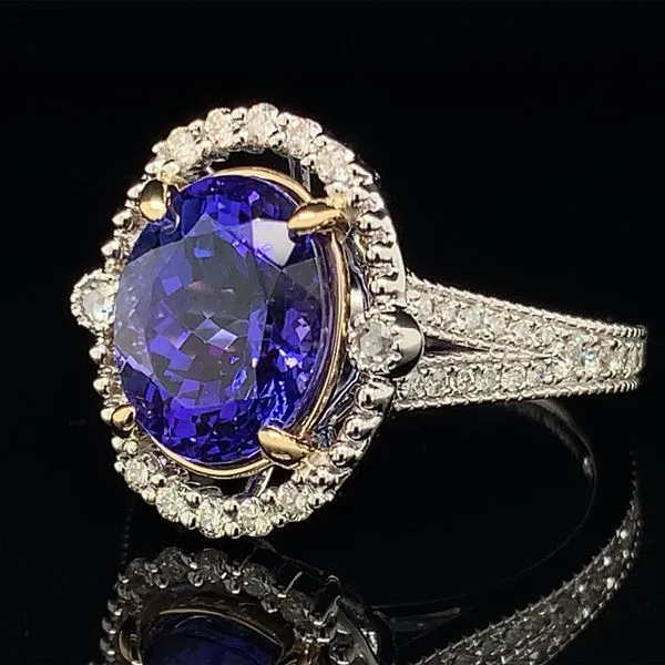 Platinum and Yellow Gold Tanzanite And Diamond Ring Image 2 Geralds Jewelry Oak Harbor, WA