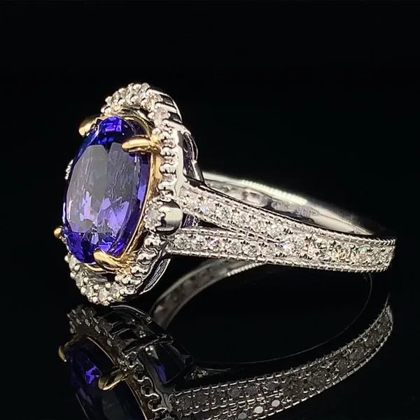Platinum and Yellow Gold Tanzanite And Diamond Ring Image 3 Geralds Jewelry Oak Harbor, WA