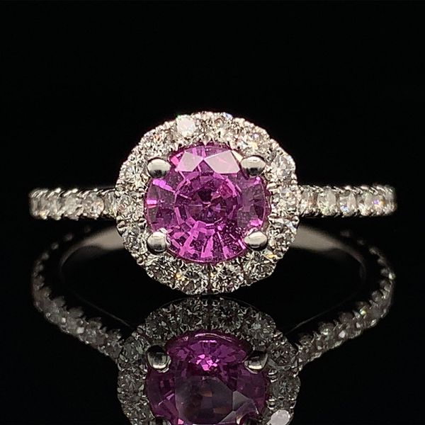 Pink Sapphire And Diamond Halo Style Ring Geralds Jewelry Oak Harbor, WA