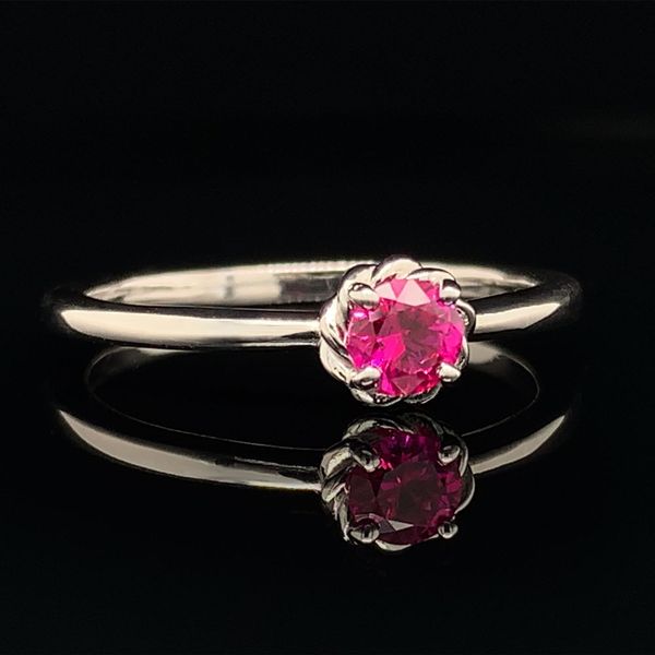 Ruby Solitaire Ring with Rope Halo Image 2 Geralds Jewelry Oak Harbor, WA
