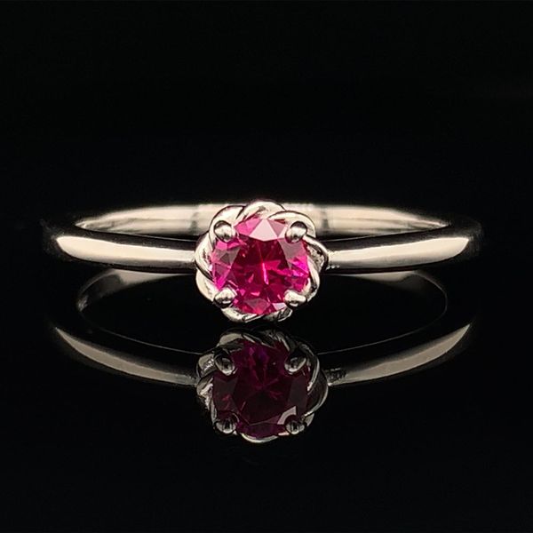 Ruby Solitaire Ring with Rope Halo Geralds Jewelry Oak Harbor, WA