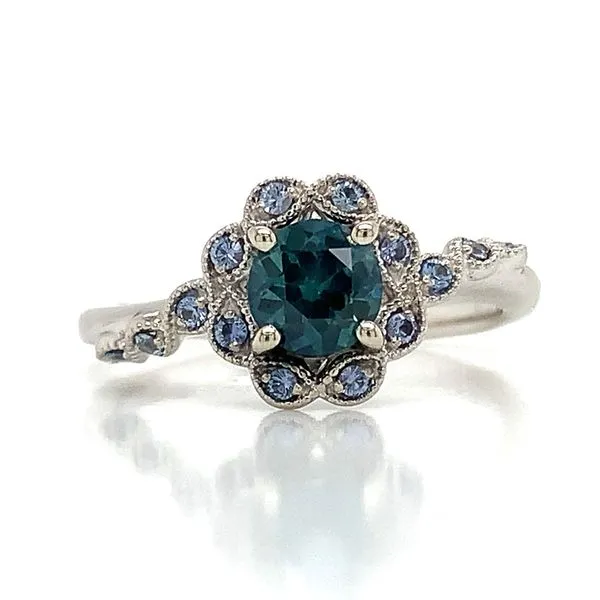 Montana And Yogo Sapphire Halo Ring With Milgrain Image 4 Geralds Jewelry Oak Harbor, WA