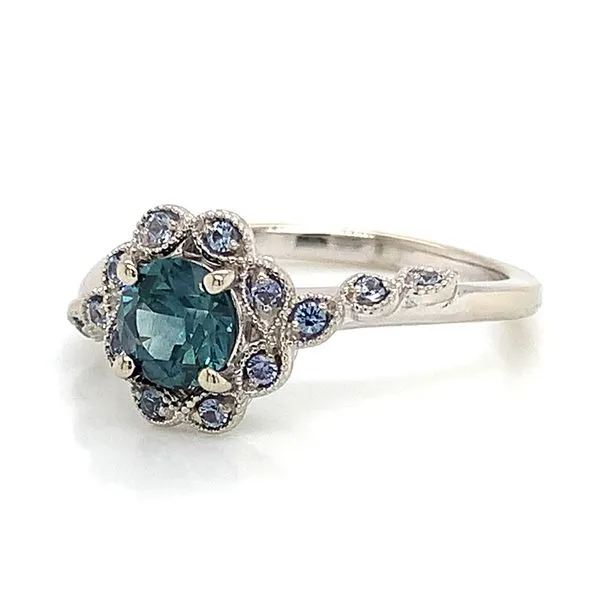 Montana And Yogo Sapphire Halo Ring With Milgrain Image 5 Geralds Jewelry Oak Harbor, WA