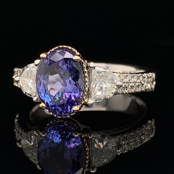 Two Tone Oval Tanzanite And Diamond Ring Image 2 Geralds Jewelry Oak Harbor, WA