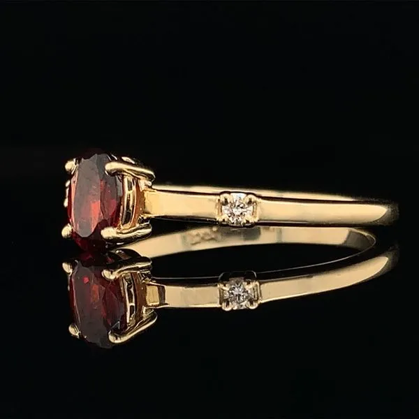 Garnet And Diamond Three Stone Ring Image 2 Geralds Jewelry Oak Harbor, WA