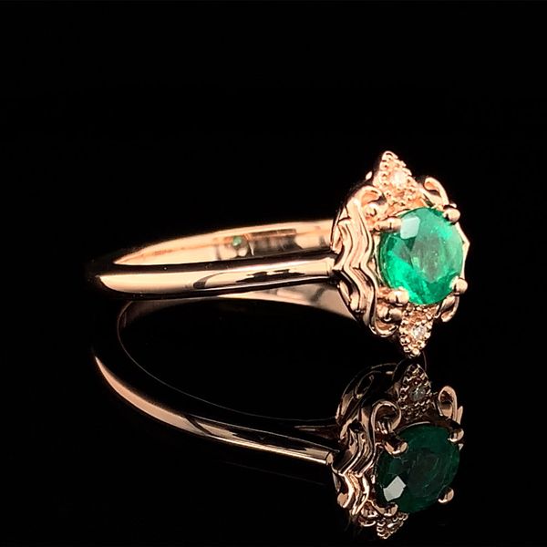 Vintage Inspired Natural Emerald And Diamond Ring Image 3 Geralds Jewelry Oak Harbor, WA