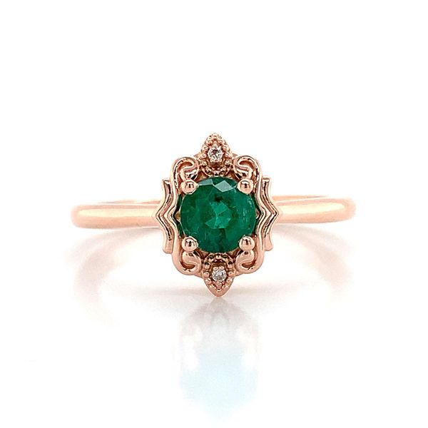 Vintage Inspired Natural Emerald And Diamond Ring Image 4 Geralds Jewelry Oak Harbor, WA
