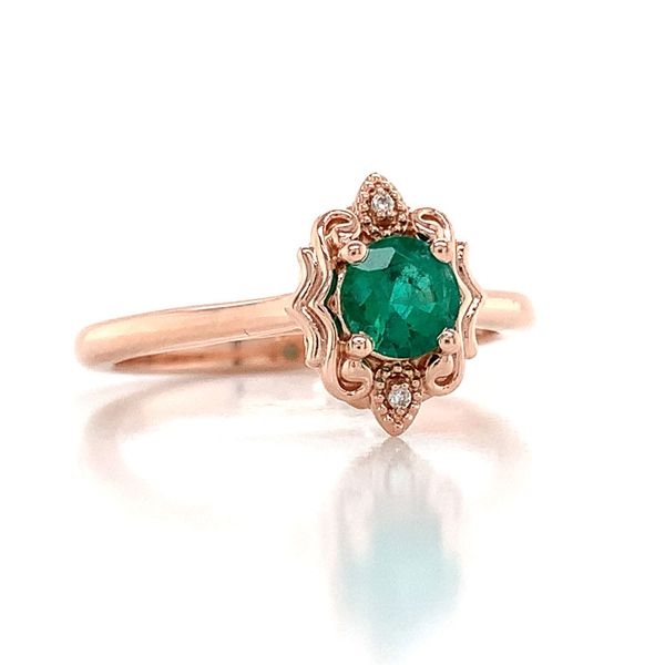 Vintage Inspired Natural Emerald And Diamond Ring Image 5 Geralds Jewelry Oak Harbor, WA
