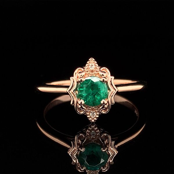 Vintage Inspired Natural Emerald And Diamond Ring Geralds Jewelry Oak Harbor, WA