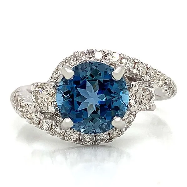 Platinum Santa Maria Aquamarine and Diamond Ring Image 4 Geralds Jewelry Oak Harbor, WA
