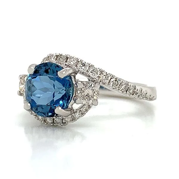 Platinum Santa Maria Aquamarine and Diamond Ring Image 5 Geralds Jewelry Oak Harbor, WA