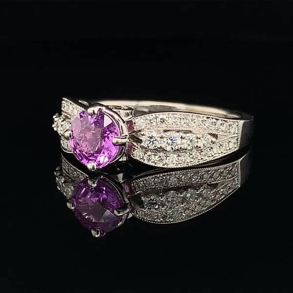 Vintage Style Pink/Purple Sapphire And Diamond Ring Image 2 Geralds Jewelry Oak Harbor, WA