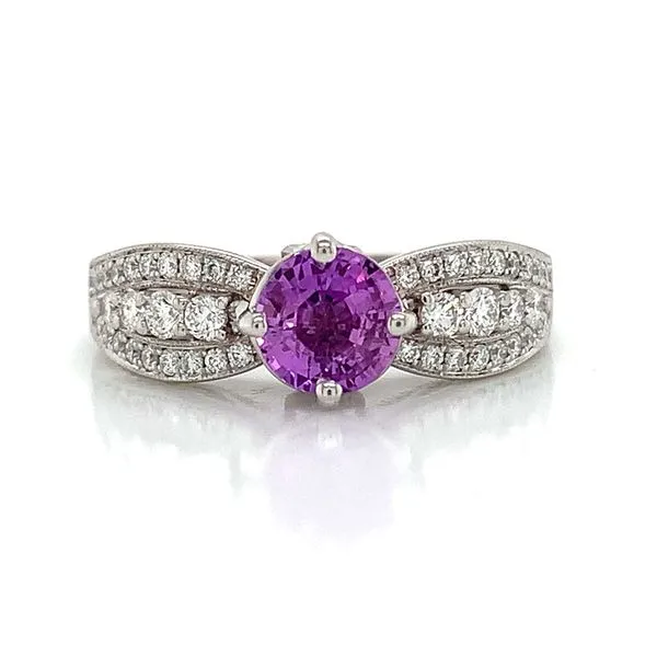 Vintage Style Pink/Purple Sapphire And Diamond Ring Image 4 Geralds Jewelry Oak Harbor, WA