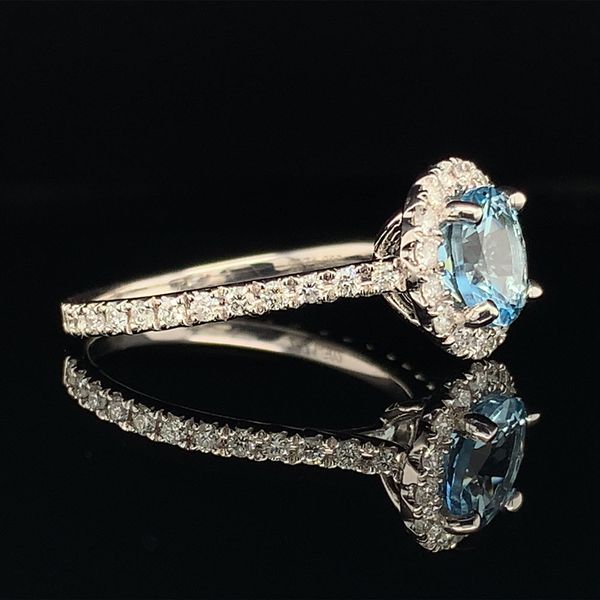 Aquamarine And Diamond Halo Ring Image 3 Geralds Jewelry Oak Harbor, WA