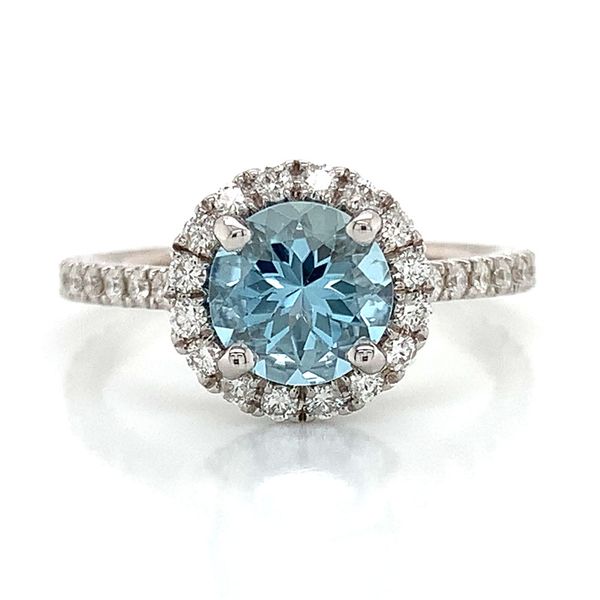 Aquamarine And Diamond Halo Ring Image 4 Geralds Jewelry Oak Harbor, WA