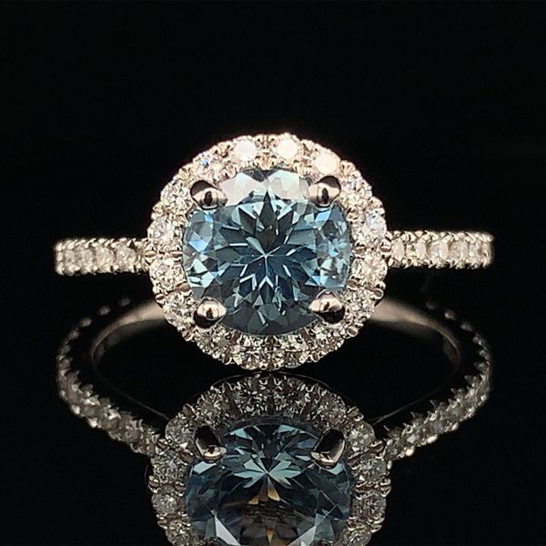 Aquamarine And Diamond Halo Ring Geralds Jewelry Oak Harbor, WA