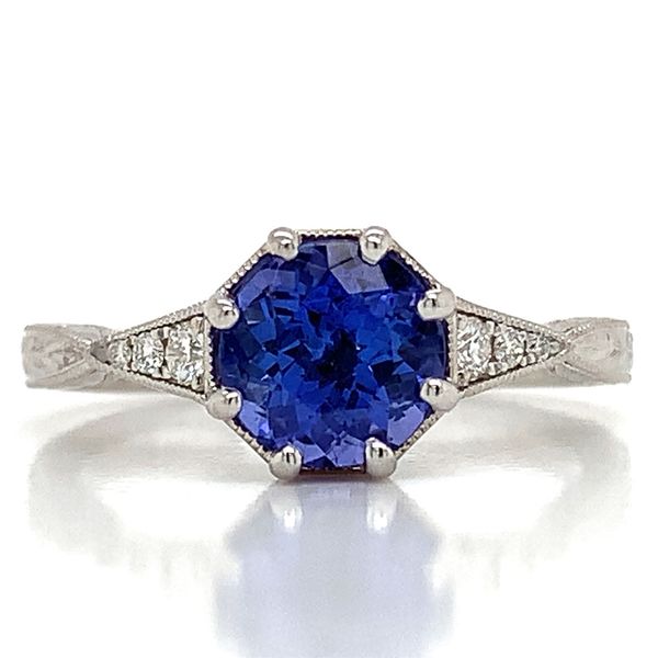 Vintage Inspired Tanzanite and Diamond Ring Image 4 Geralds Jewelry Oak Harbor, WA