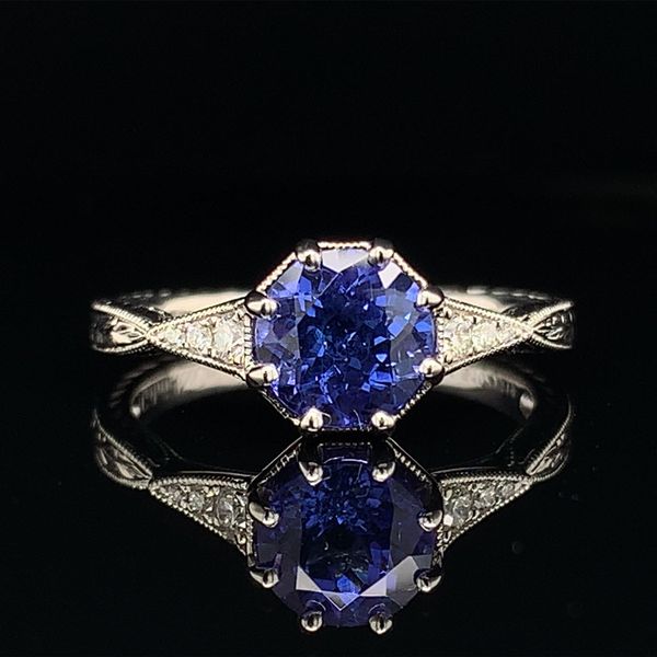 Vintage Inspired Tanzanite and Diamond Ring Geralds Jewelry Oak Harbor, WA