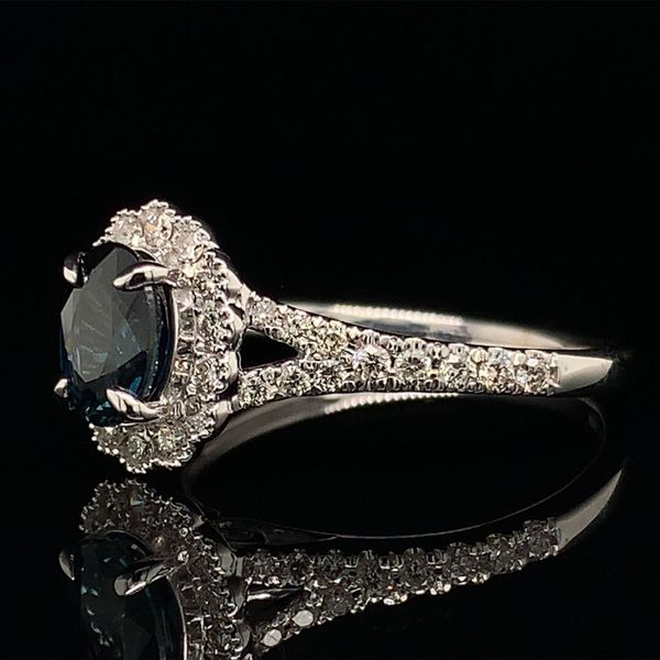 Natural Sapphire And Diamond Scalloped Halo Ring Image 2 Geralds Jewelry Oak Harbor, WA