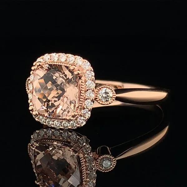Morganite And Diamond Halo Style Ring Image 2 Geralds Jewelry Oak Harbor, WA