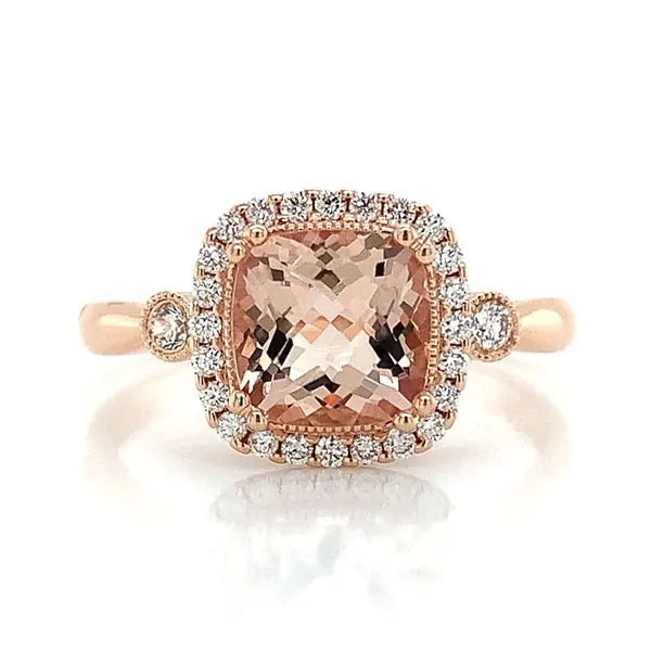 Morganite And Diamond Halo Style Ring Image 3 Geralds Jewelry Oak Harbor, WA