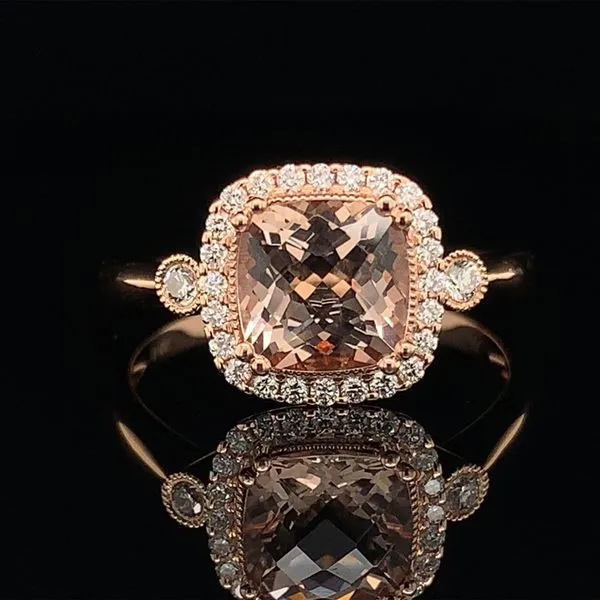 Morganite And Diamond Halo Style Ring Geralds Jewelry Oak Harbor, WA