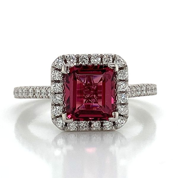 Rhodolite Garnet And Diamond Halo Ring Image 4 Geralds Jewelry Oak Harbor, WA