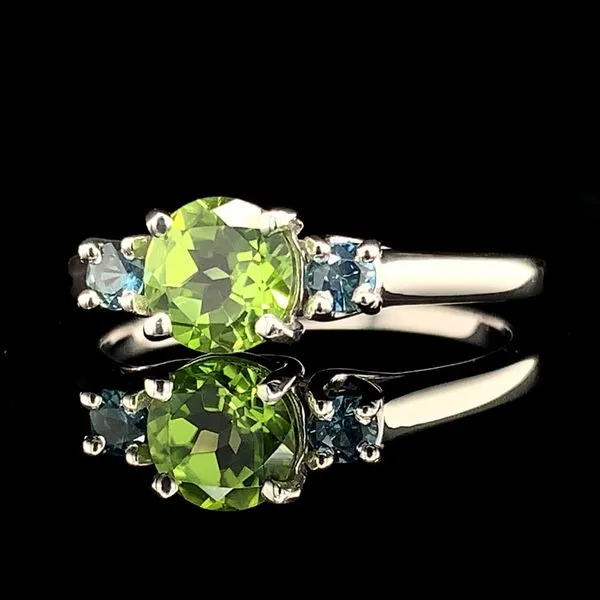 Peridot And Montana Sapphire Three Stone Ring Image 2 Geralds Jewelry Oak Harbor, WA