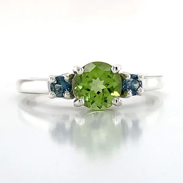 Peridot And Montana Sapphire Three Stone Ring Image 4 Geralds Jewelry Oak Harbor, WA