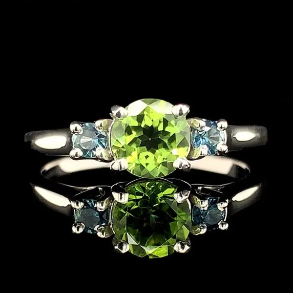 Peridot And Montana Sapphire Three Stone Ring Geralds Jewelry Oak Harbor, WA