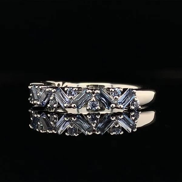 Baguette And Round Zig Zag Natural Yogo Sapphire Ring Image 2 Geralds Jewelry Oak Harbor, WA