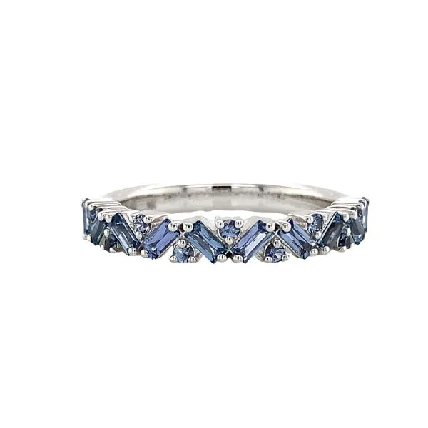 Baguette And Round Zig Zag Natural Yogo Sapphire Ring Image 4 Geralds Jewelry Oak Harbor, WA