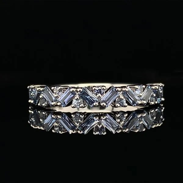 Baguette And Round Zig Zag Natural Yogo Sapphire Ring Geralds Jewelry Oak Harbor, WA
