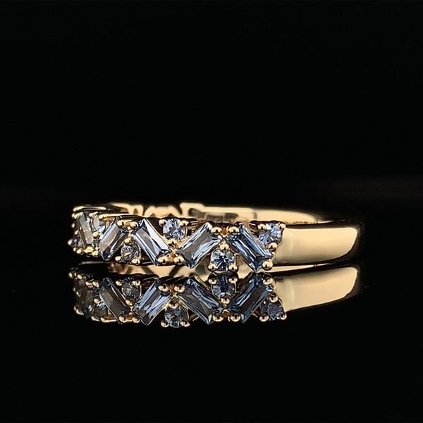 Baguette And Round Zig Zag Natural Yogo Sapphire Ring Image 2 Geralds Jewelry Oak Harbor, WA
