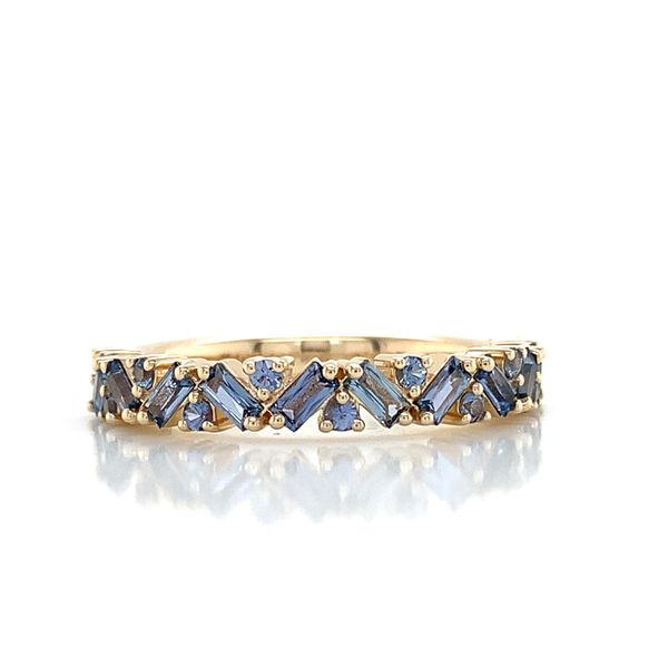 Baguette And Round Zig Zag Natural Yogo Sapphire Ring Image 4 Geralds Jewelry Oak Harbor, WA