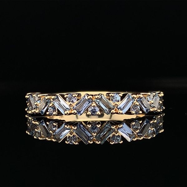 Baguette And Round Zig Zag Natural Yogo Sapphire Ring Geralds Jewelry Oak Harbor, WA